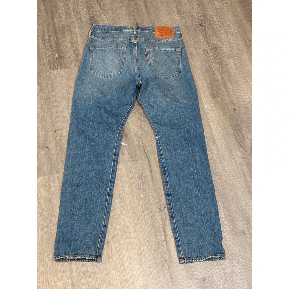 Levis 501 CT Custom Tapered Blue Distressed Jeans Button Fly Mens 30x30