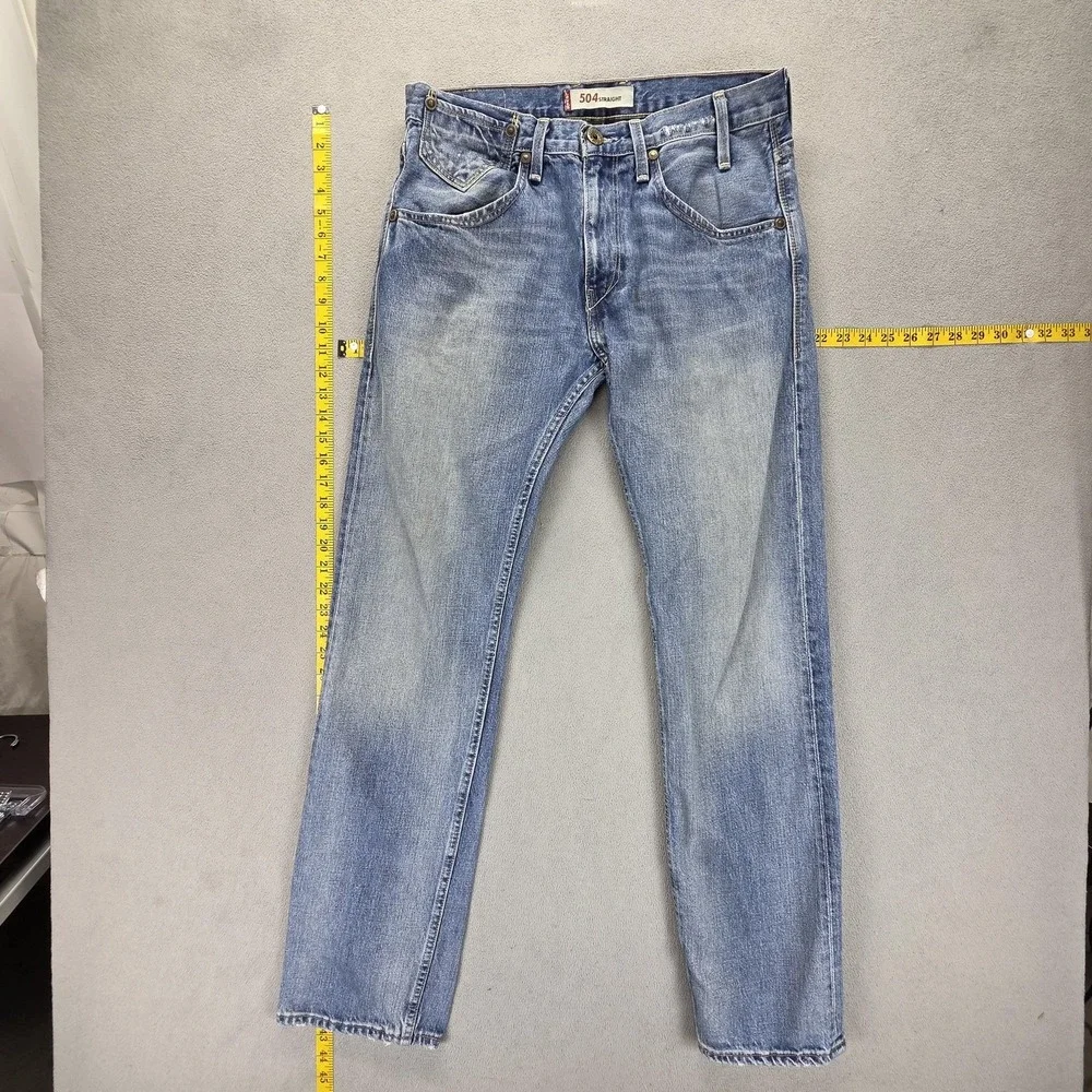 Vintage‎ Levis 504 Jeans Mens 33x34 Blue Straight Engineered Zip Fly Honeycomb