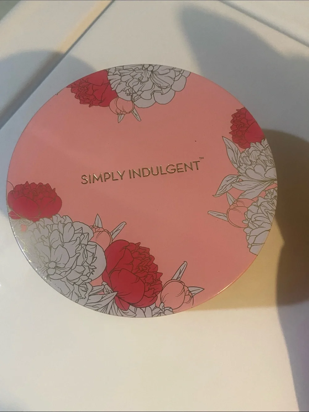 Pink Floral Decorative in Tin can SIMPLY INDULGENT 4 wick candle