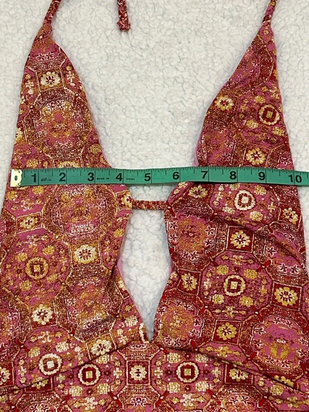Frankies Bikinis Lily Geo Print One Piece Swimsuit size Large Isla Pink