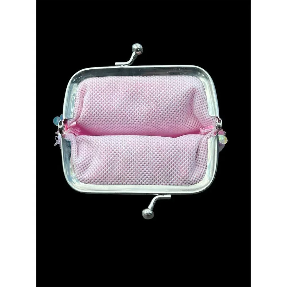 Pink Sequin Coin Purse with Snap Closure for Women or Girls​