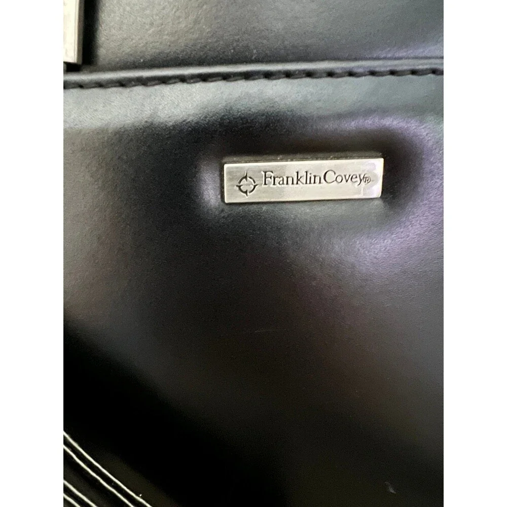 Franklin Covey Black Leather Briefcase Bag Planner Portfolio Cover Unused