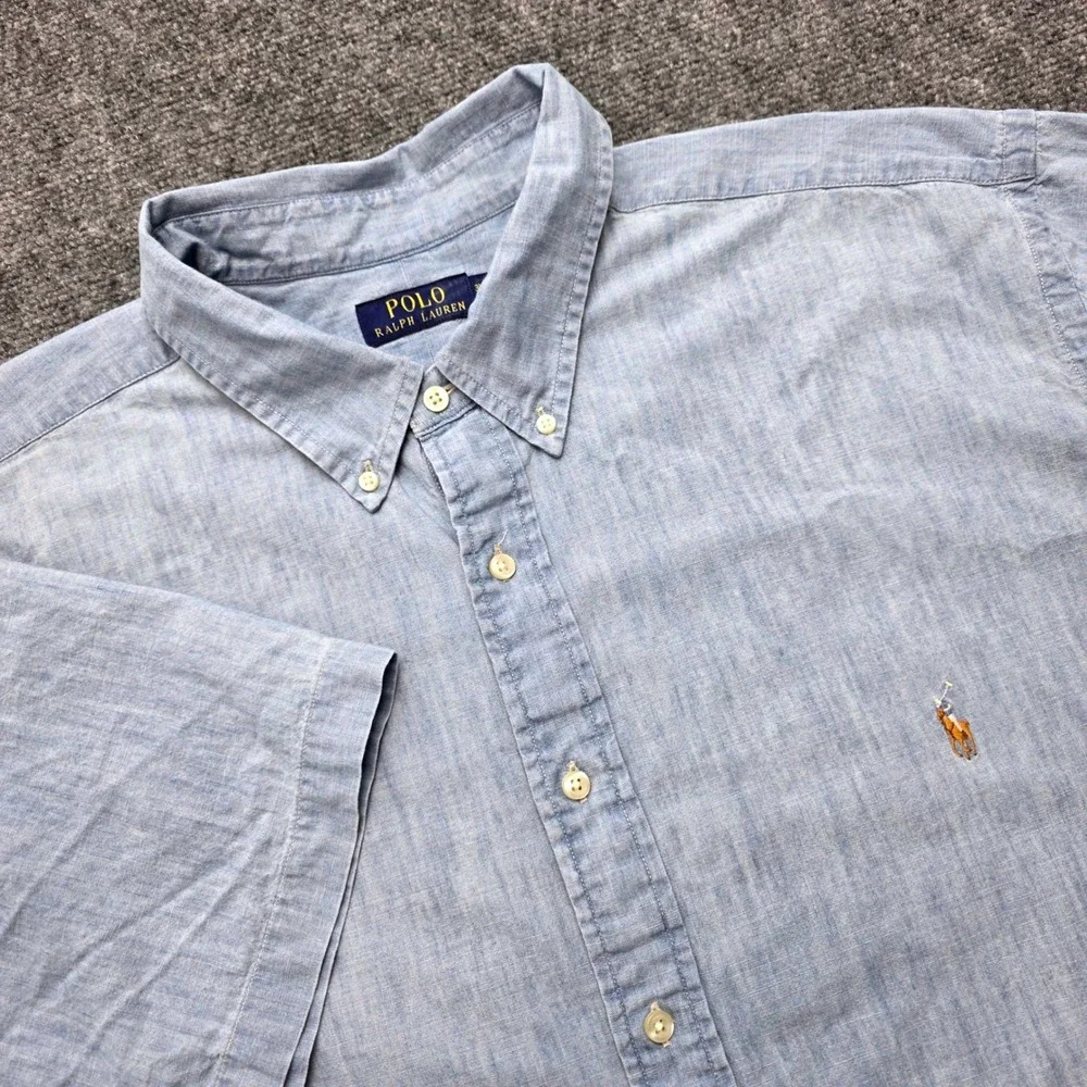 Polo Ralph Lauren Men's 3XB Light Blue Chambray Short Sleeve Button Down Shirt