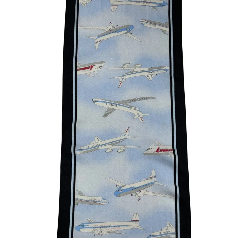 Vintage Clipped Wings United Air Lines Capital Airlines Silk Aviation Scarf