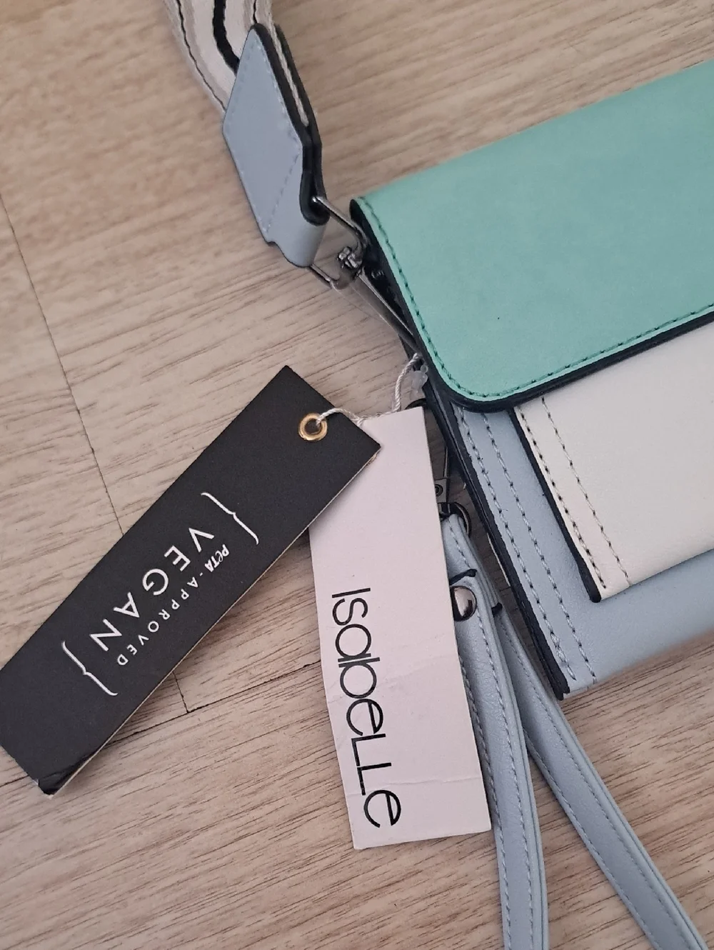 Isabelle Koolee Mint and Cream Wristlet Clutch
