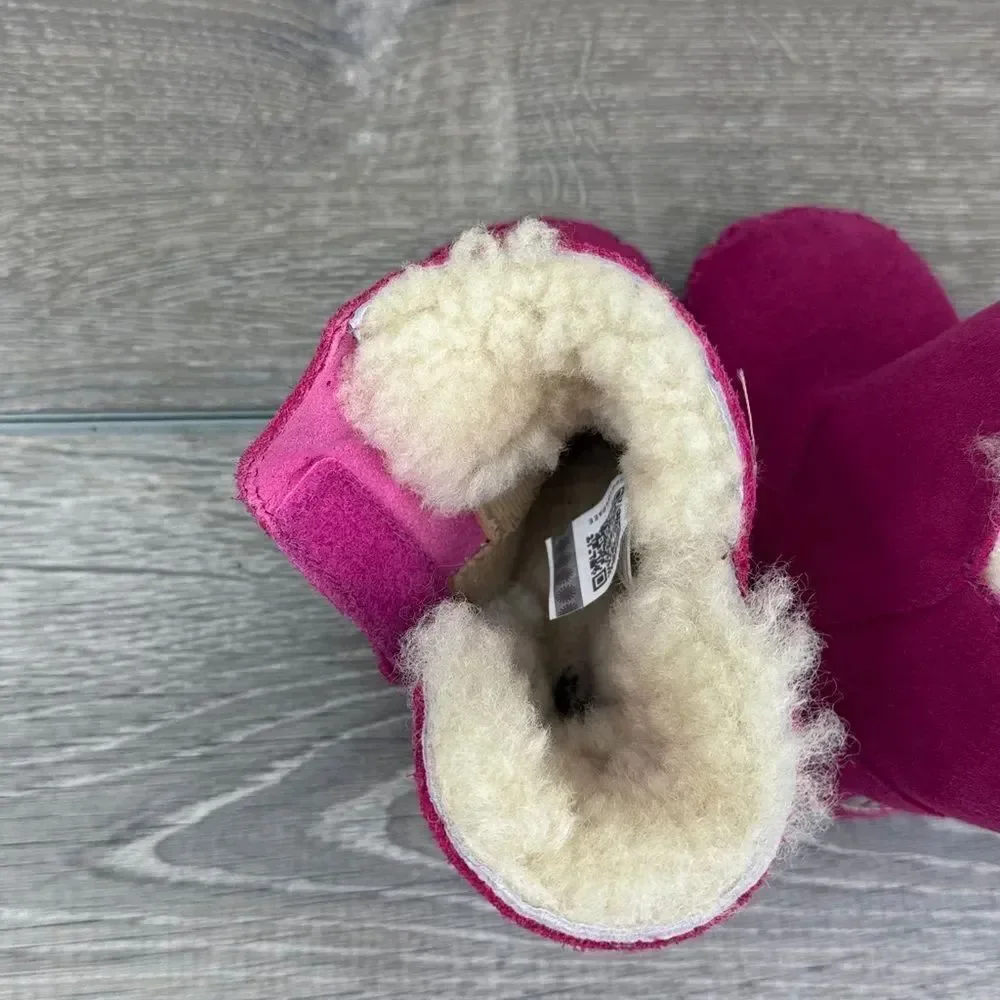 Ugg Caden Toddler Girl Sz 5 Princess Pink Suede Shearling Lined Moccasin Booties