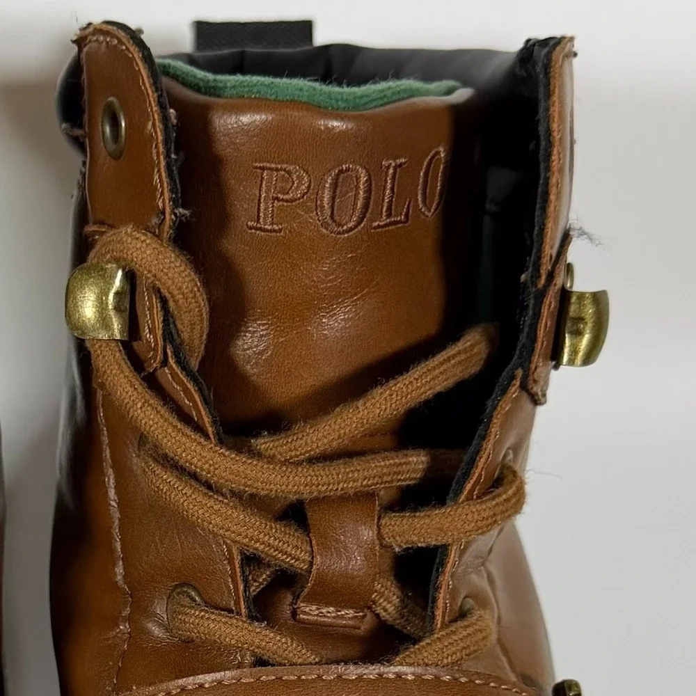 Polo Ralph Lauren Colbey Mid II Boys 5Y Womens 6.5 Brown Black Duck Boots