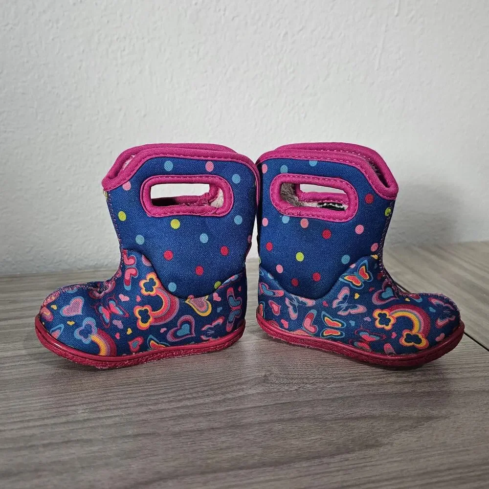 BOGS Baby II Boots Waterproof Rainbow Blue Pink Toddler Infants US 4 Outdoors