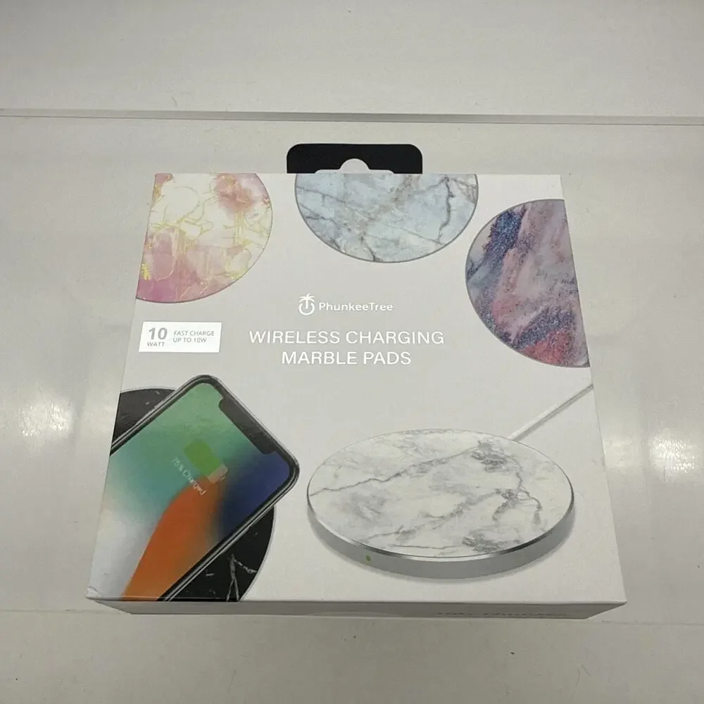 PHUNKEE TREE WIRELESS CHARGING PADS Fast Charge 10 WATT NEW Sealed White Marble