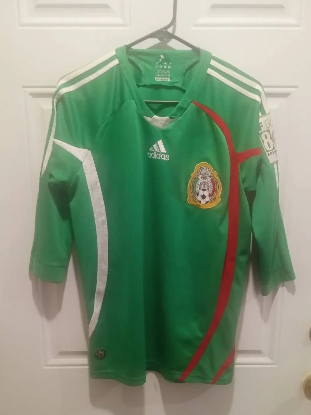 Vintage 2007- 80th anniversary Mexico World Cup Adidas Soccer 3/4 Sleeve Jersey