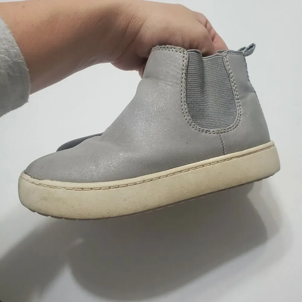 Cat Jack Shoes Girl‎ Size 10 Boot Grey Sparkly Small Platform Side Zip Round Toe