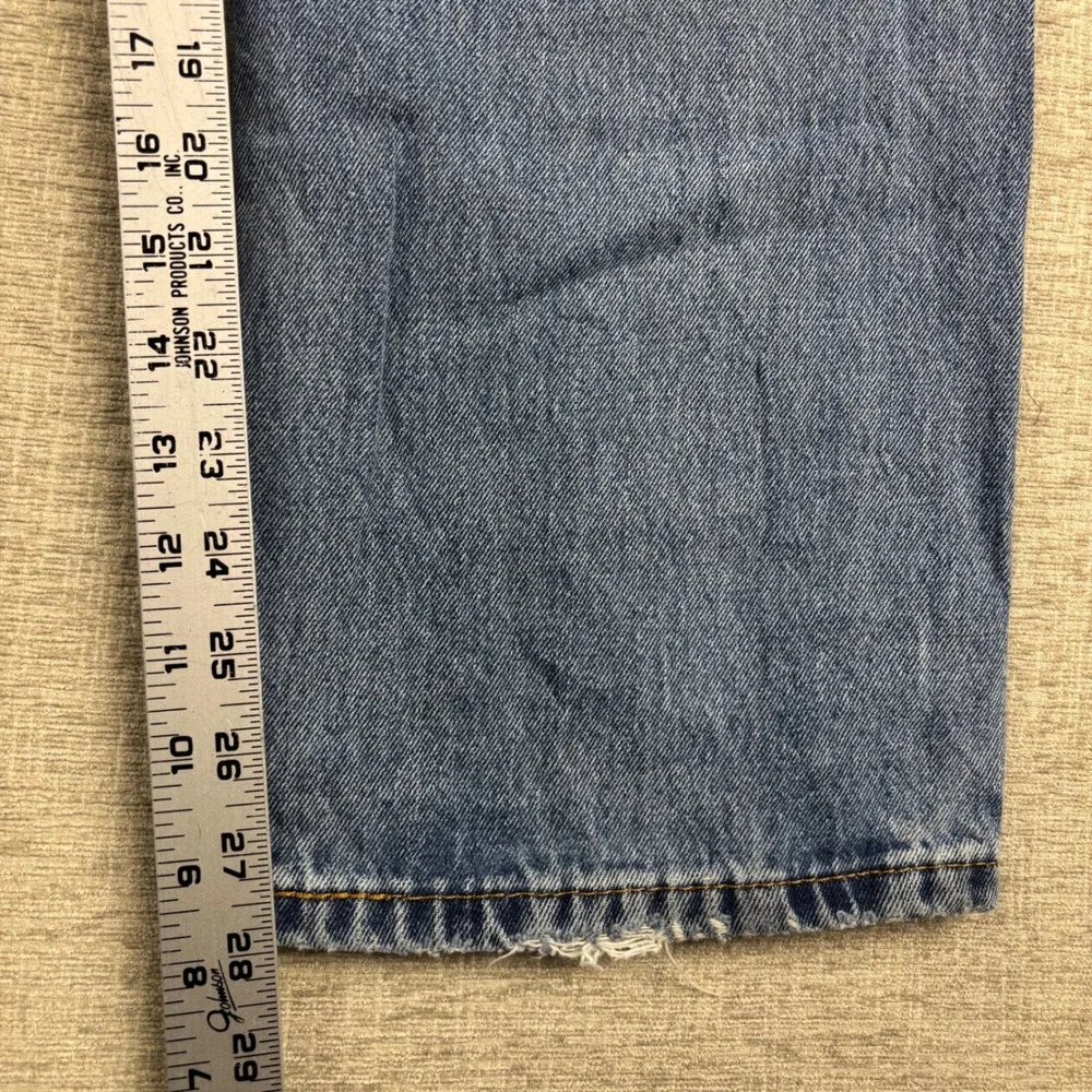 Levis 505 Mens 36x29 Jeans Medium Light Blue Washed Denim High Waisted Fading