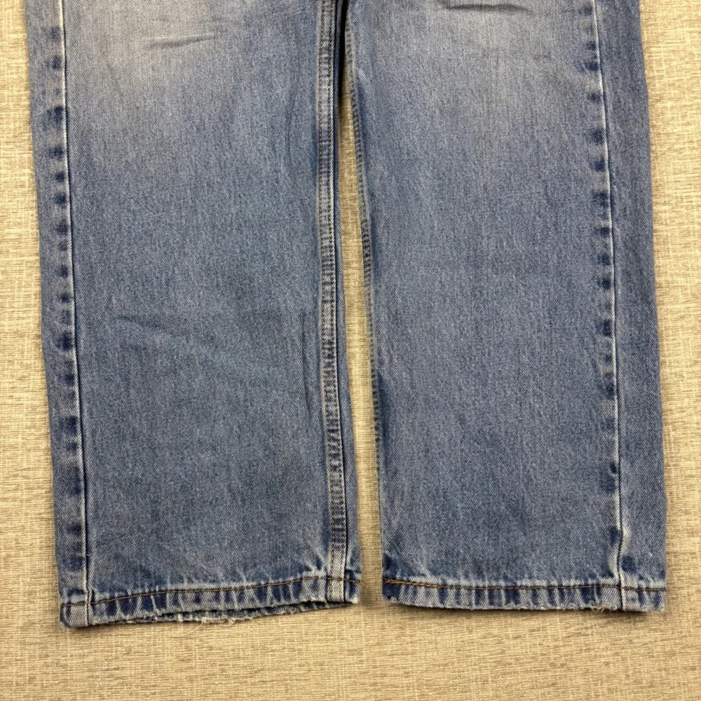 Levis 505 Mens 36x29 Jeans Medium Light Blue Washed Denim High Waisted Fading