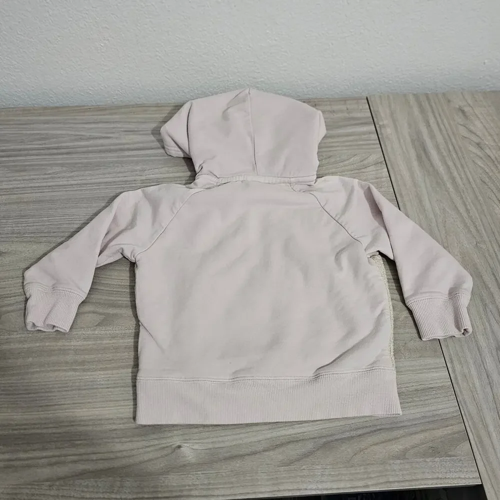 Hanna Andersson Pink Half Zip Hoodie Pullover Fleece Bird Embroidered Girls 3