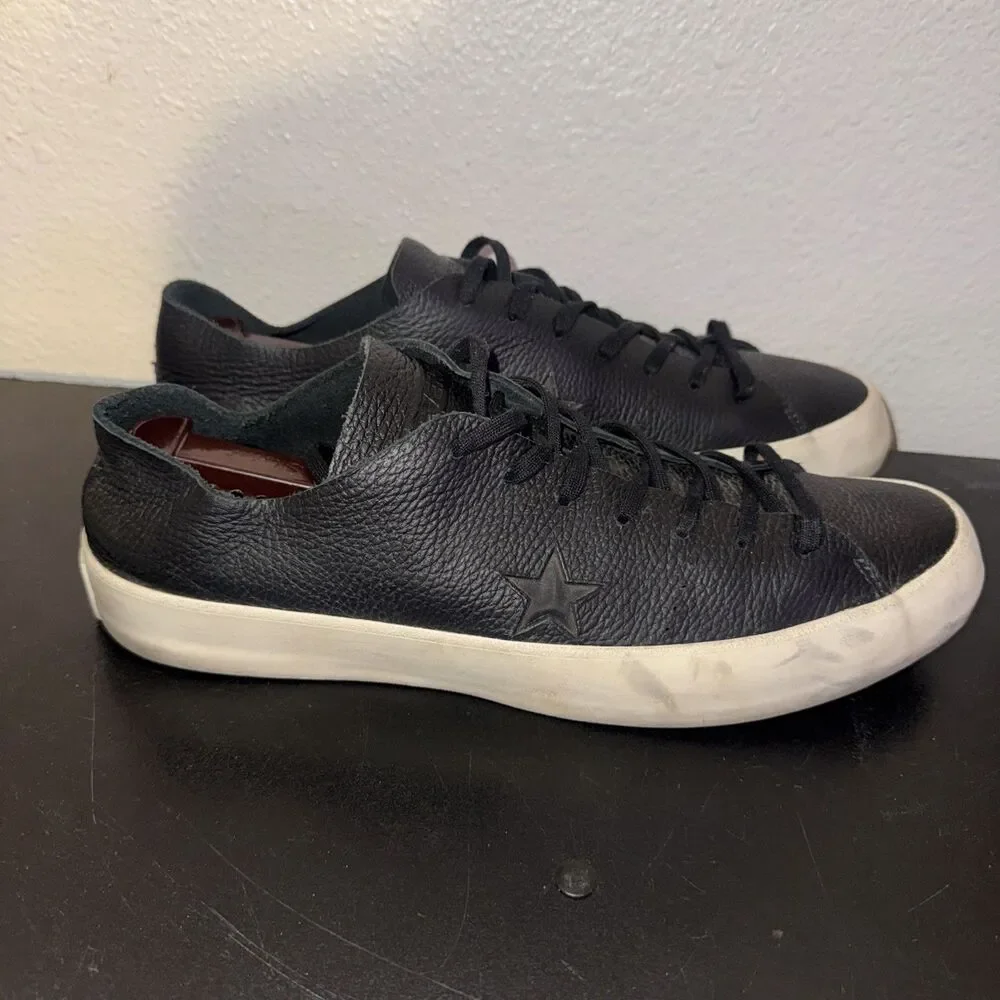 Converse Mens Size 11 One Star Prime Ox Low Top Shoes Black Leather Sneakers