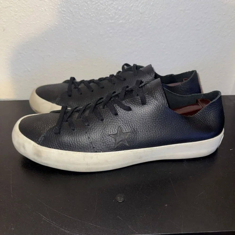 Converse Mens Size 11 One Star Prime Ox Low Top Shoes Black Leather Sneakers