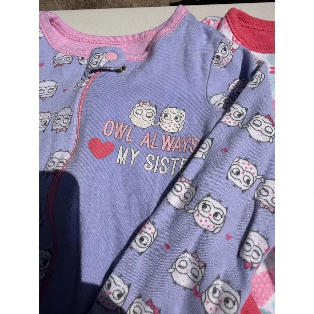 CHILDREN'S PLACE Toddler 3T Footed Pajamas Set Of 2 Pink/Purple Worn Once