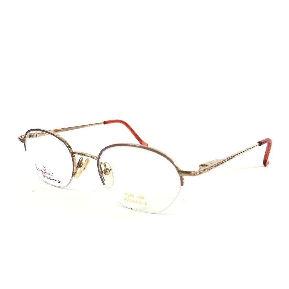 Vintage Linda Evans Eyeglasses Frame 207 SOFT ROSE Gold with Clip Ons 46-19-130