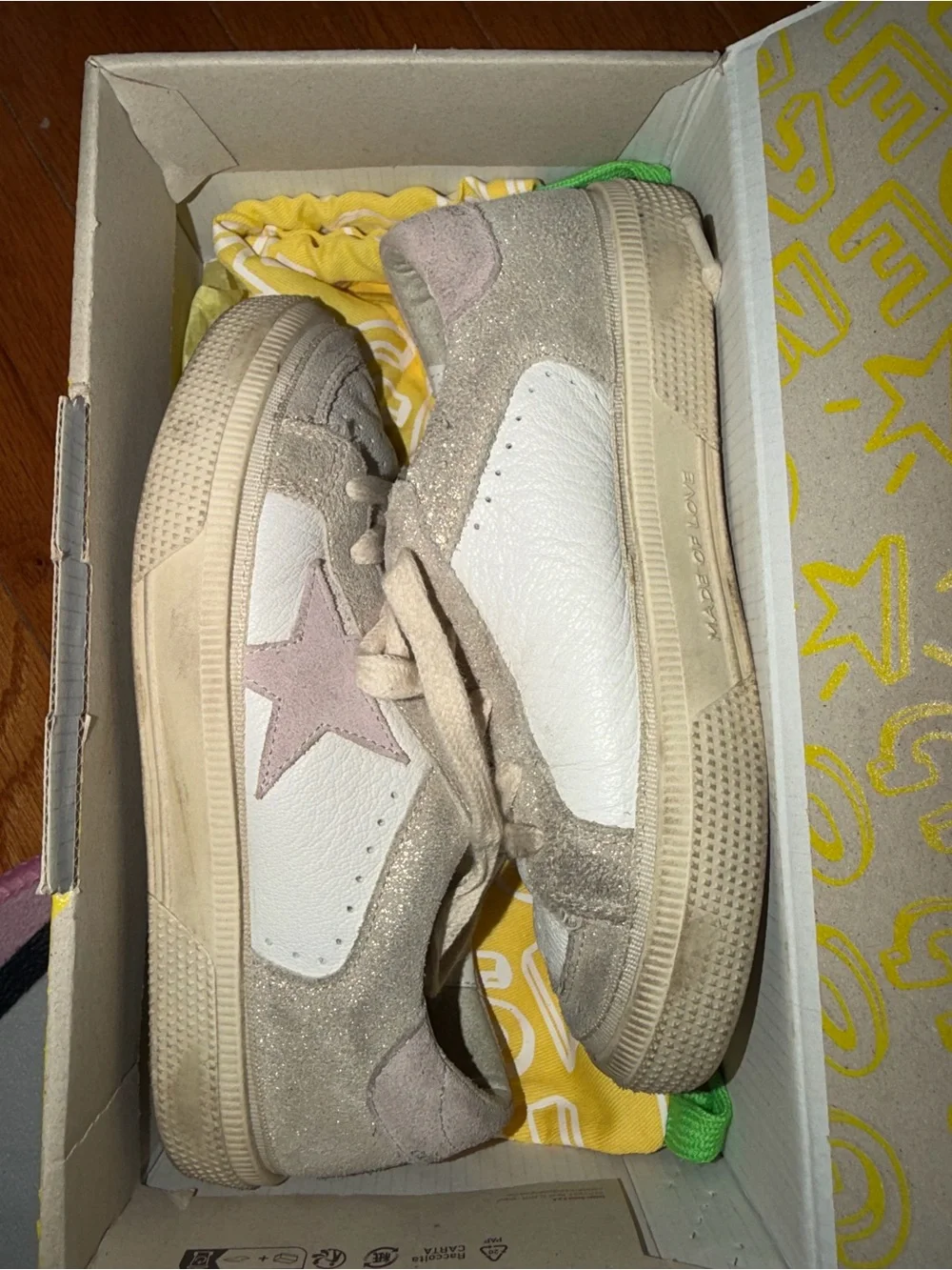 Golden Goose Kids Beige, White & Pink Star Sneakers