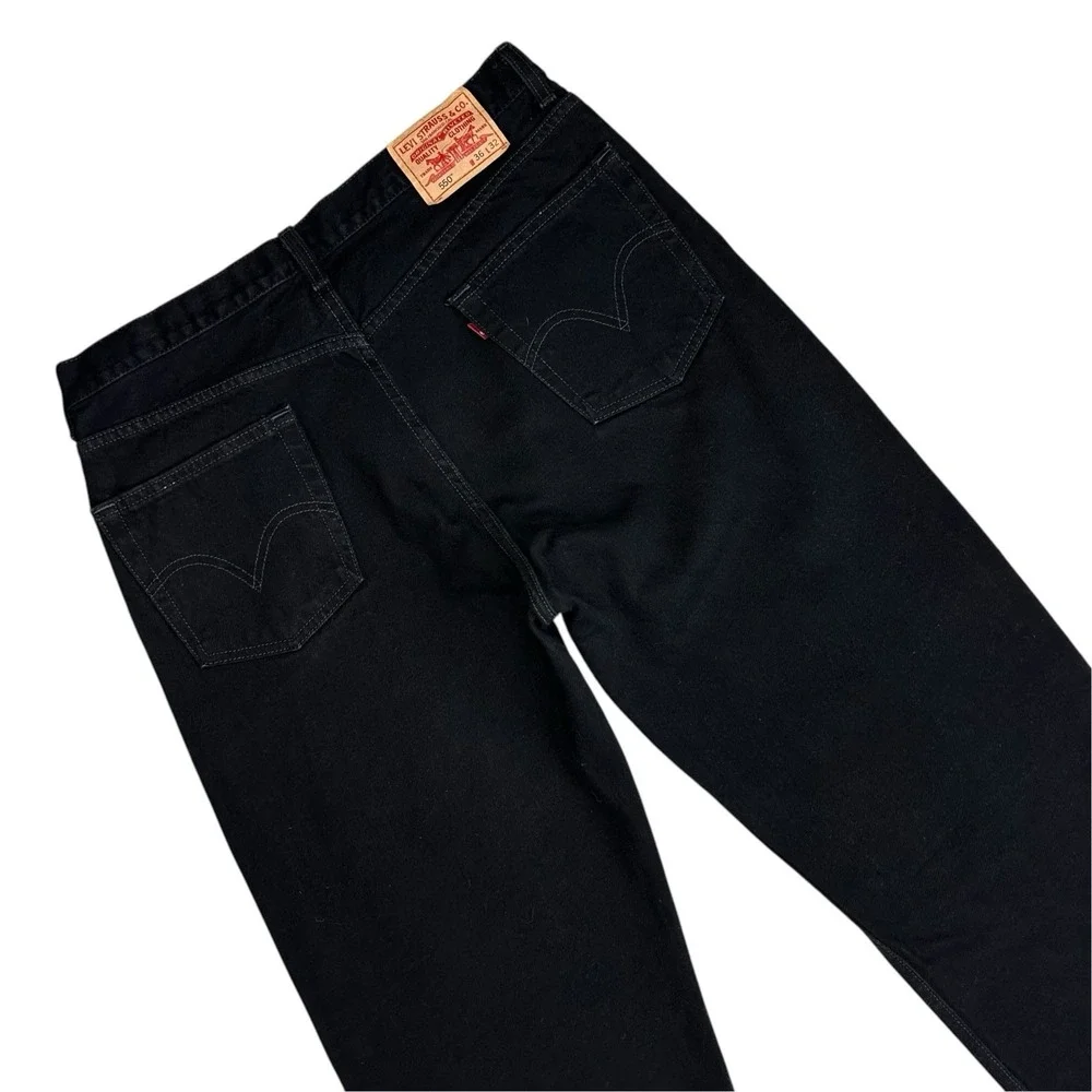 Vtg Levis 550 Jeans Mens 36x32 Black Y2K 2000s Relaxed Fit Straight Leg Denim