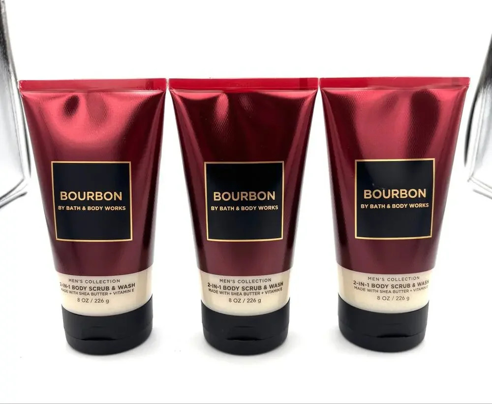 Bath & Body Works Bourbon 2-in-1 Body Scrub & Wash 8 oz Lot of 3 Men’s NEW