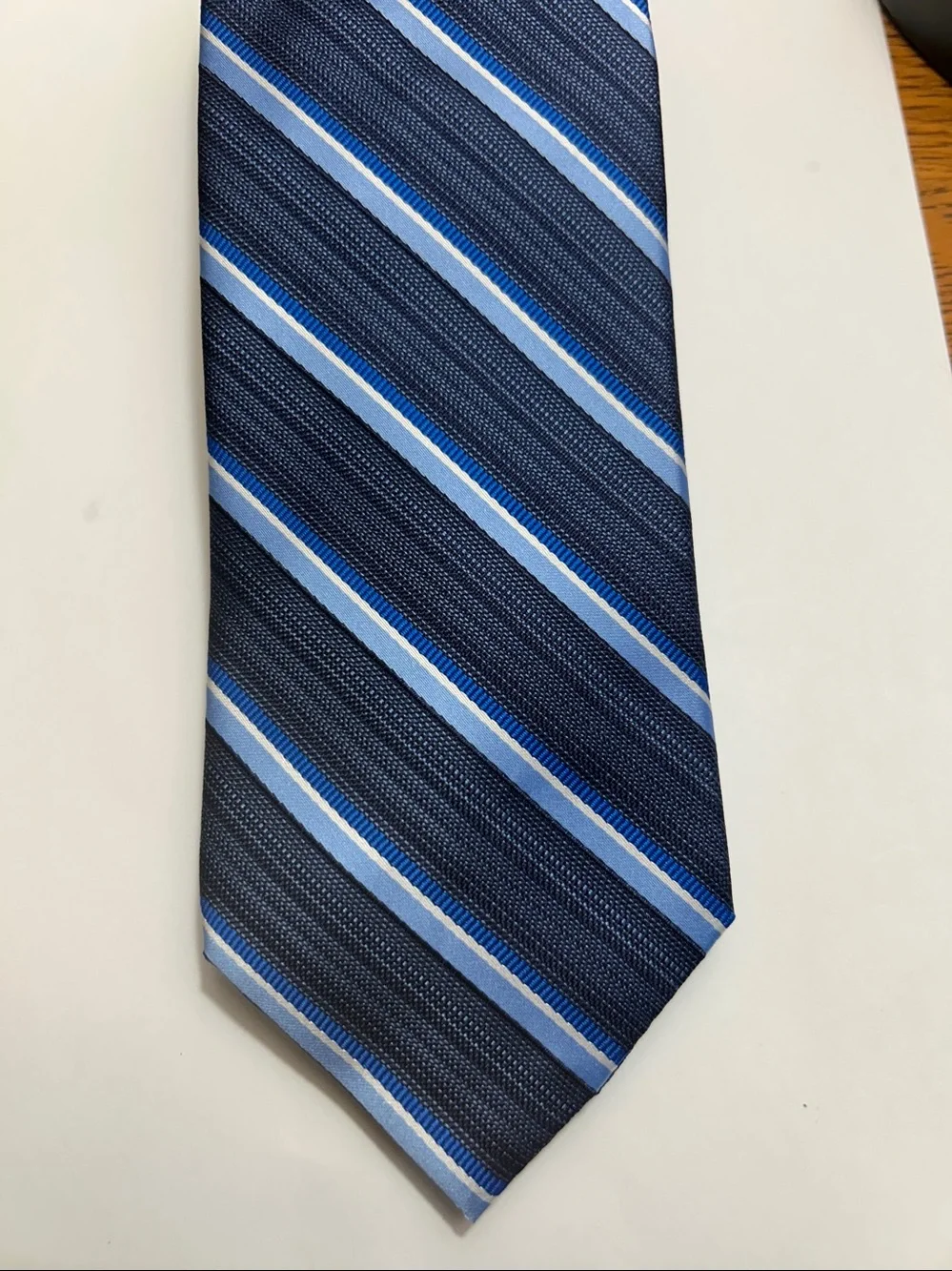 Bespoke New York Men’s Tie Blue & White Stripes 100% Polyester