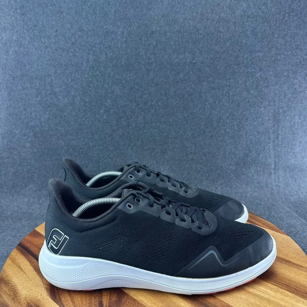 FootJoy FJ Flex Spikeless Golf Sports Shoes Black/Red 56141 Men's Size 12M
