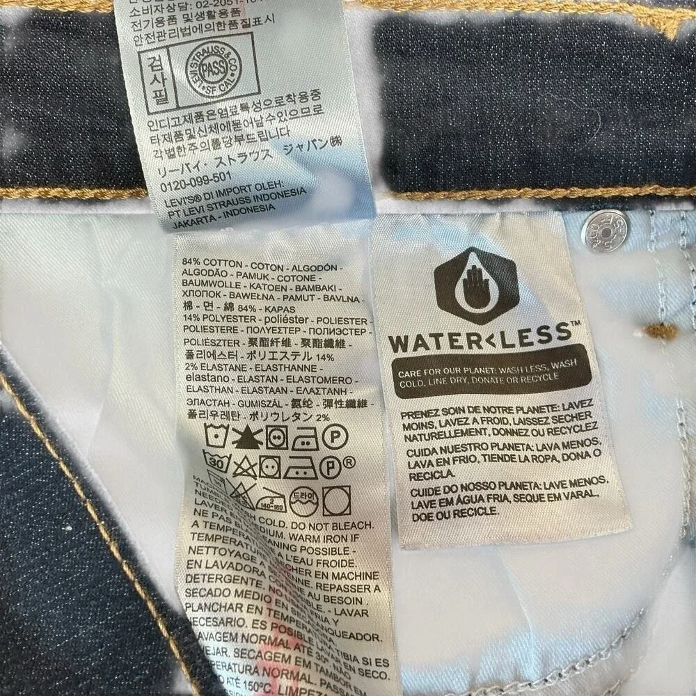 Levis Waterless Dark Wash Denim Blue Jeans Mens Size 31/32 Straight Leg 5 Pocket