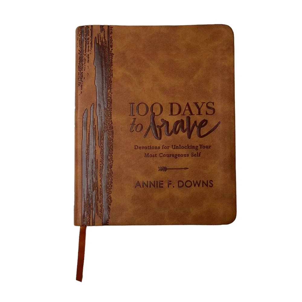 100 Days to Brave Deluxe Edition Brown Leather Bound Devotions Book Annie Downs‎