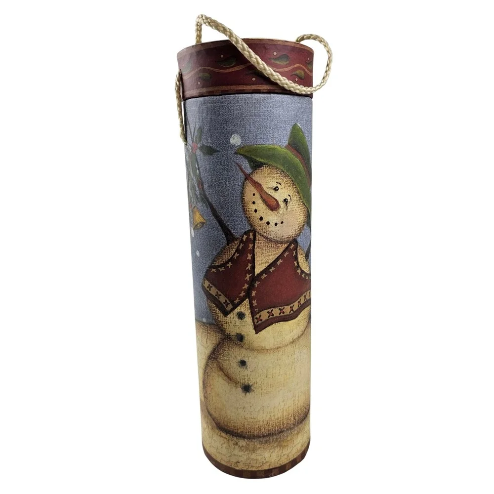 Kim Lewis Tri Coastal‎ Design Snowman Wine Bottle Container Christmas Decor