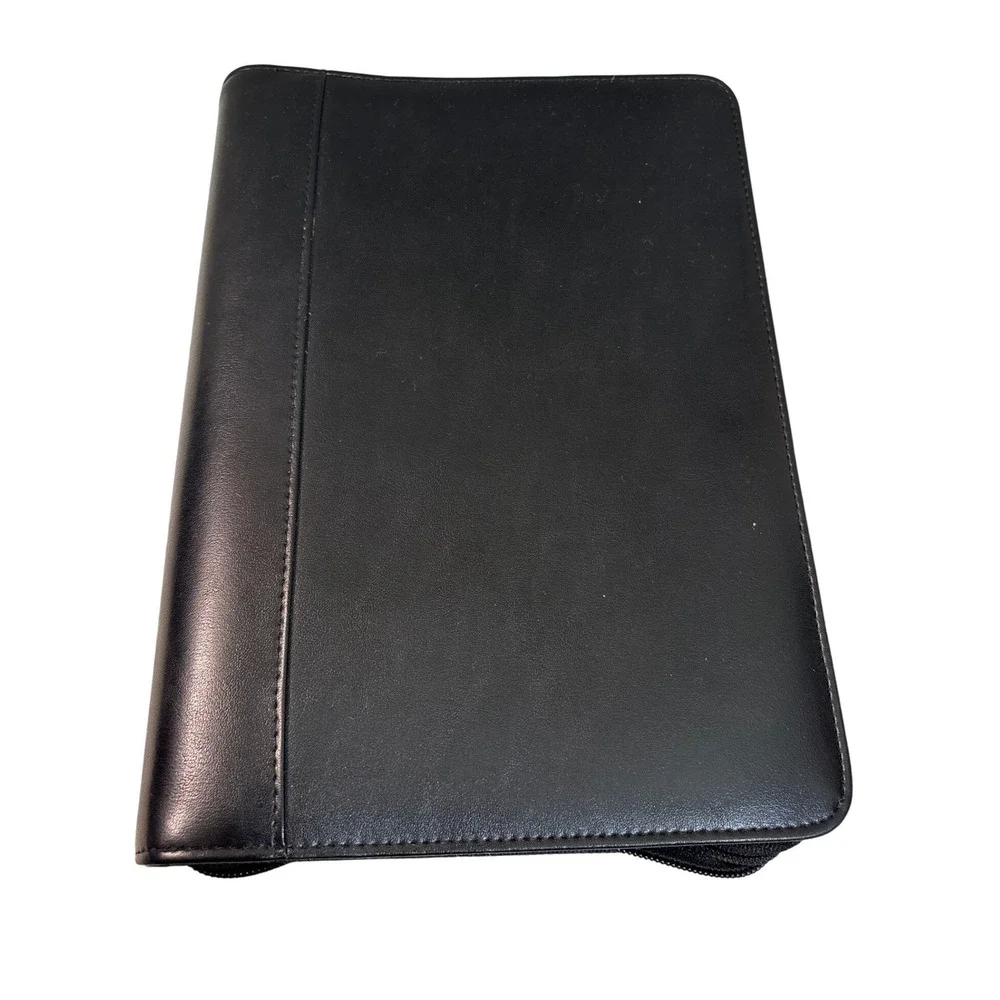 FranklinCovey 365‎ Black Faux Leather 7-Ring Zippered Planner Binder 9.5x7