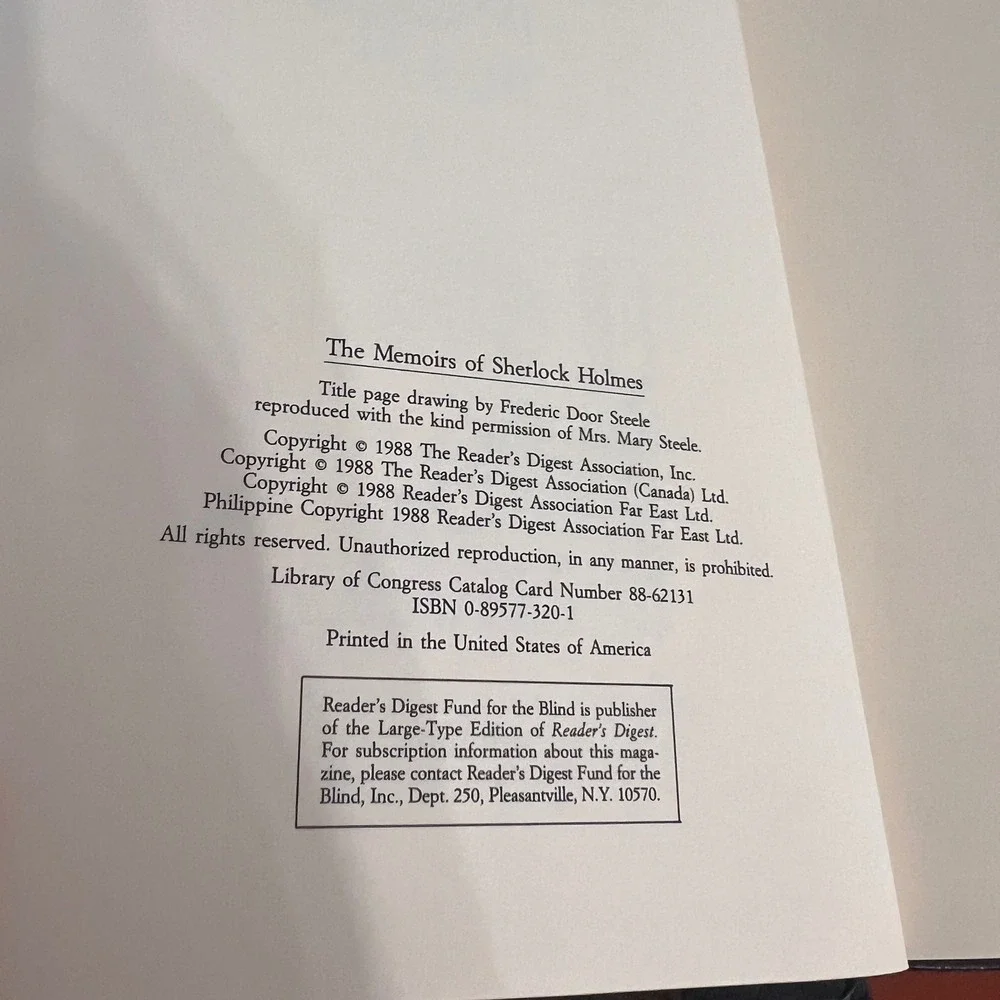 Readers Digest Association memoirs sherlock
