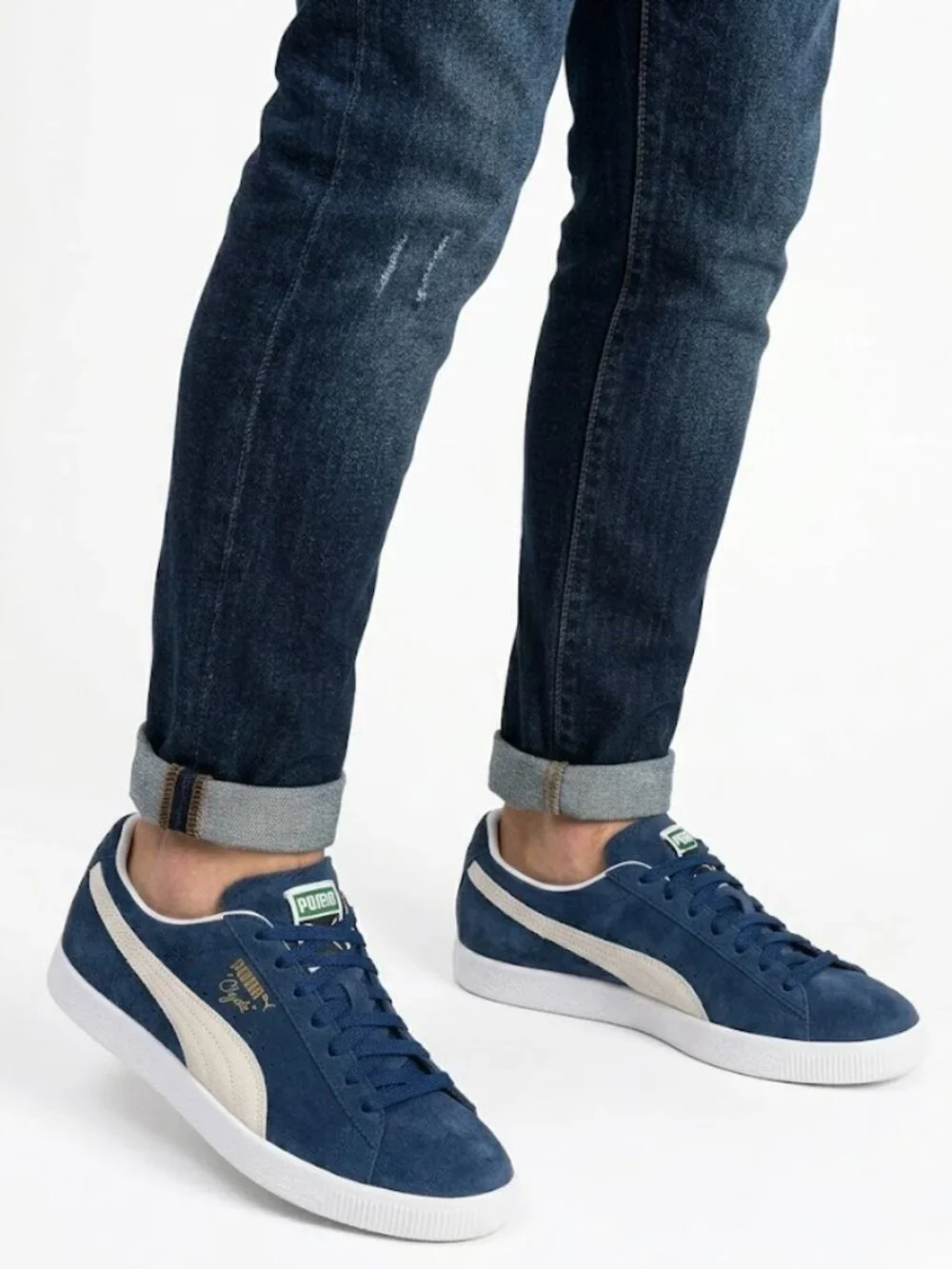 Puma Suede Classic Navy Blue White Low Top Retro Sneakers Men’s 9