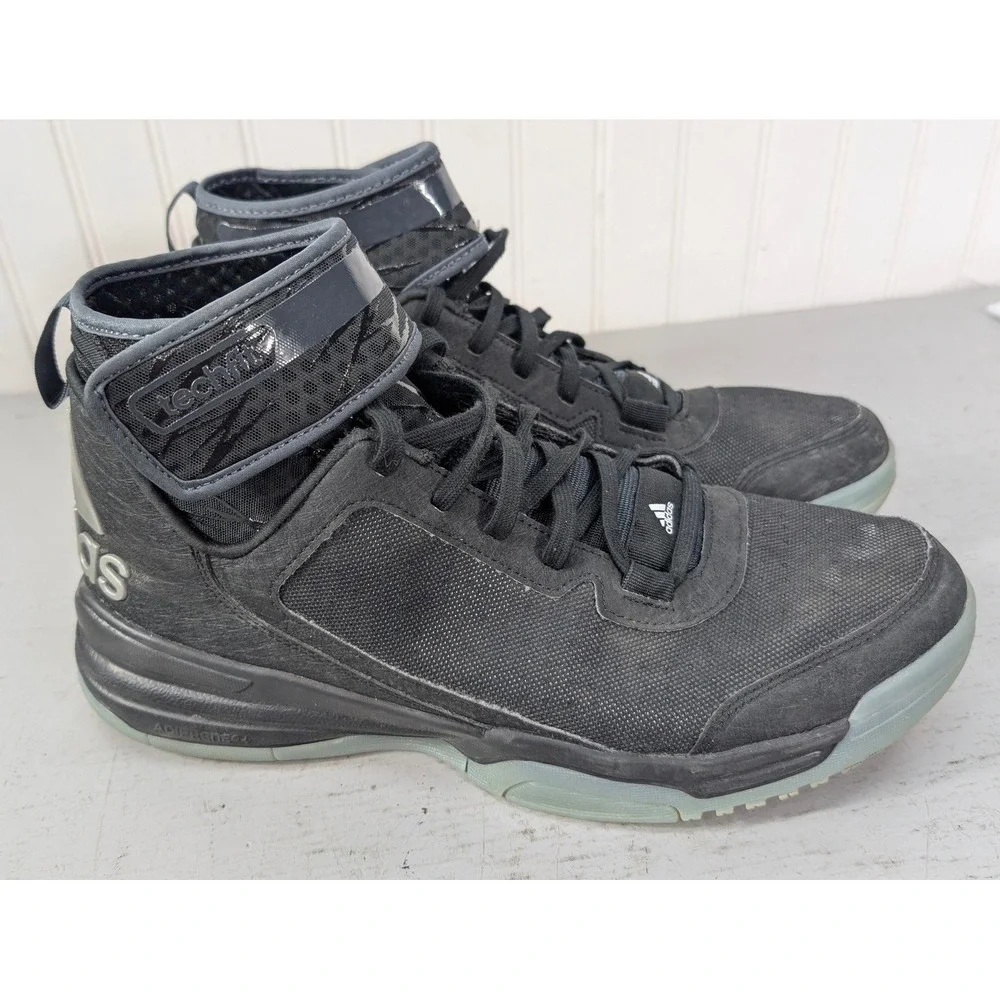 Adidas Dual Threat Techfit Basketball Shoes Men's 11 Black Adiprene+‎ High Top