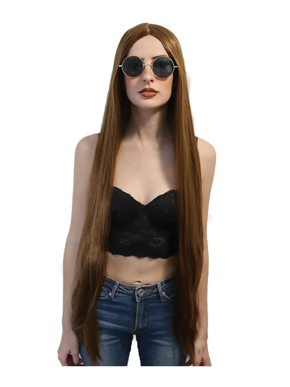Women's Dark Brown 10 Inch Heat Resistant Realistic Disco Long Curly Hair Wigs