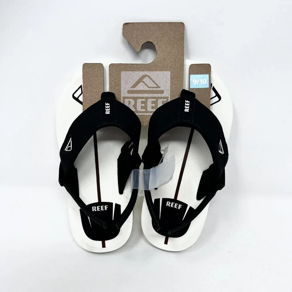 Reef Flip Flops Toddler Size 9/10 Black & White Rear Strap‎ Little Shaper NWT