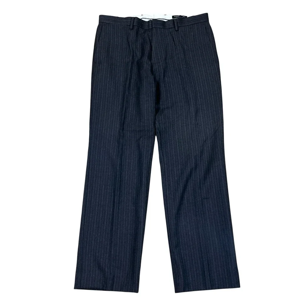 Banana Republic Tailored Slim Fit Pants 33x30 (Fits 35x30) Charcoal‎ Stripe Wool