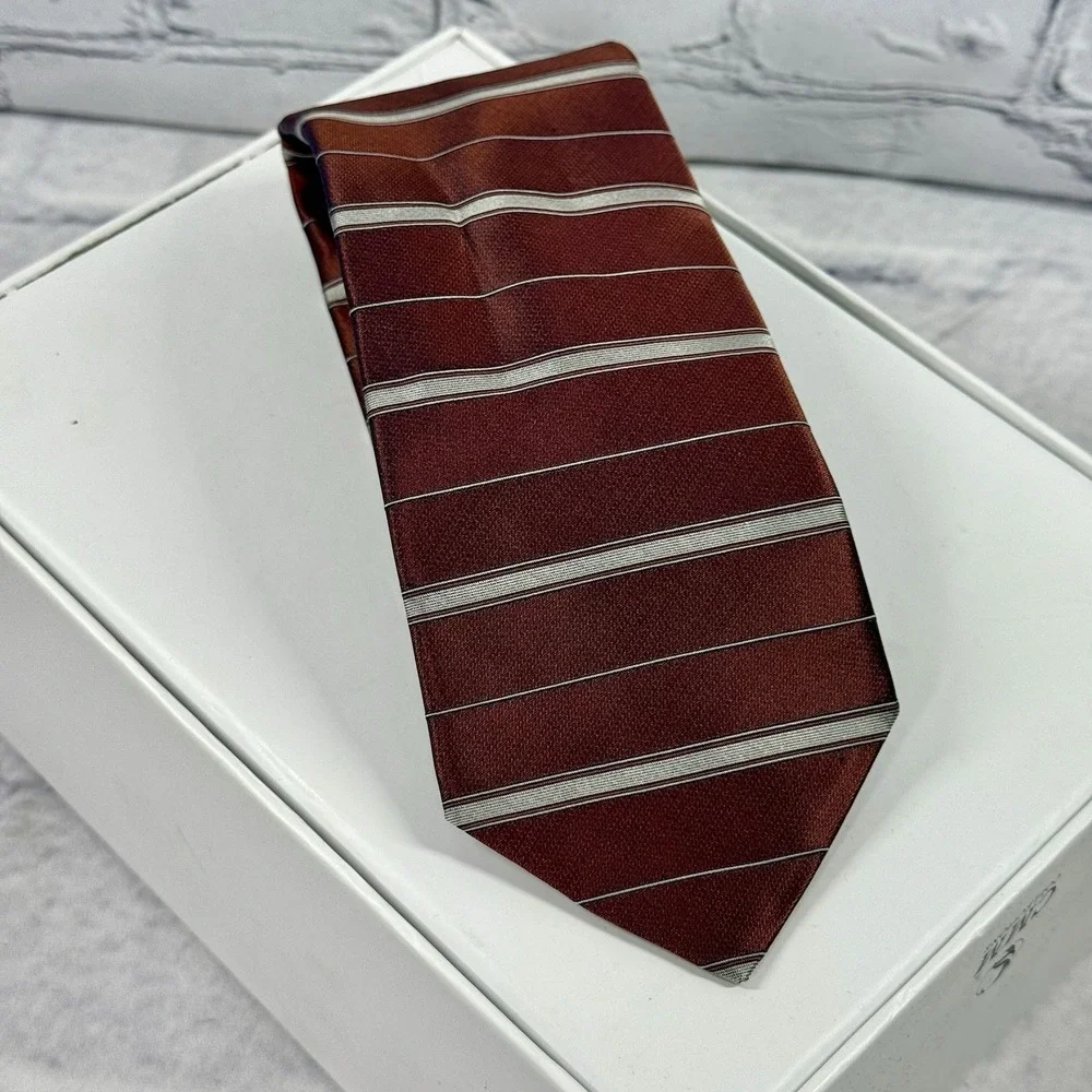 Murano Men's Silk Tie Bronze Striped Made in USA‎ 58