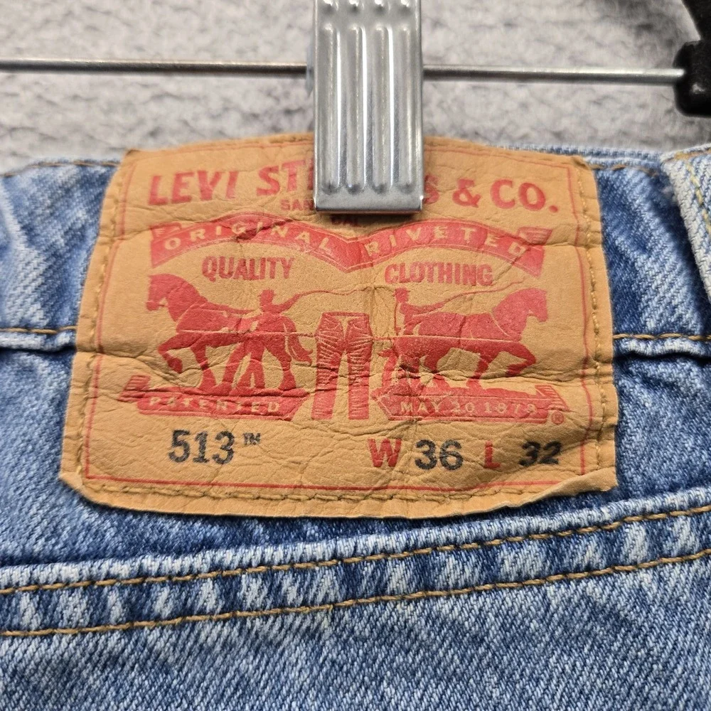 Levi's 513 Men Jeans 36X32 Light Blue Denim Slim Straight 30