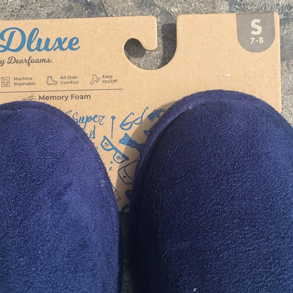 dearfoams navy slippers