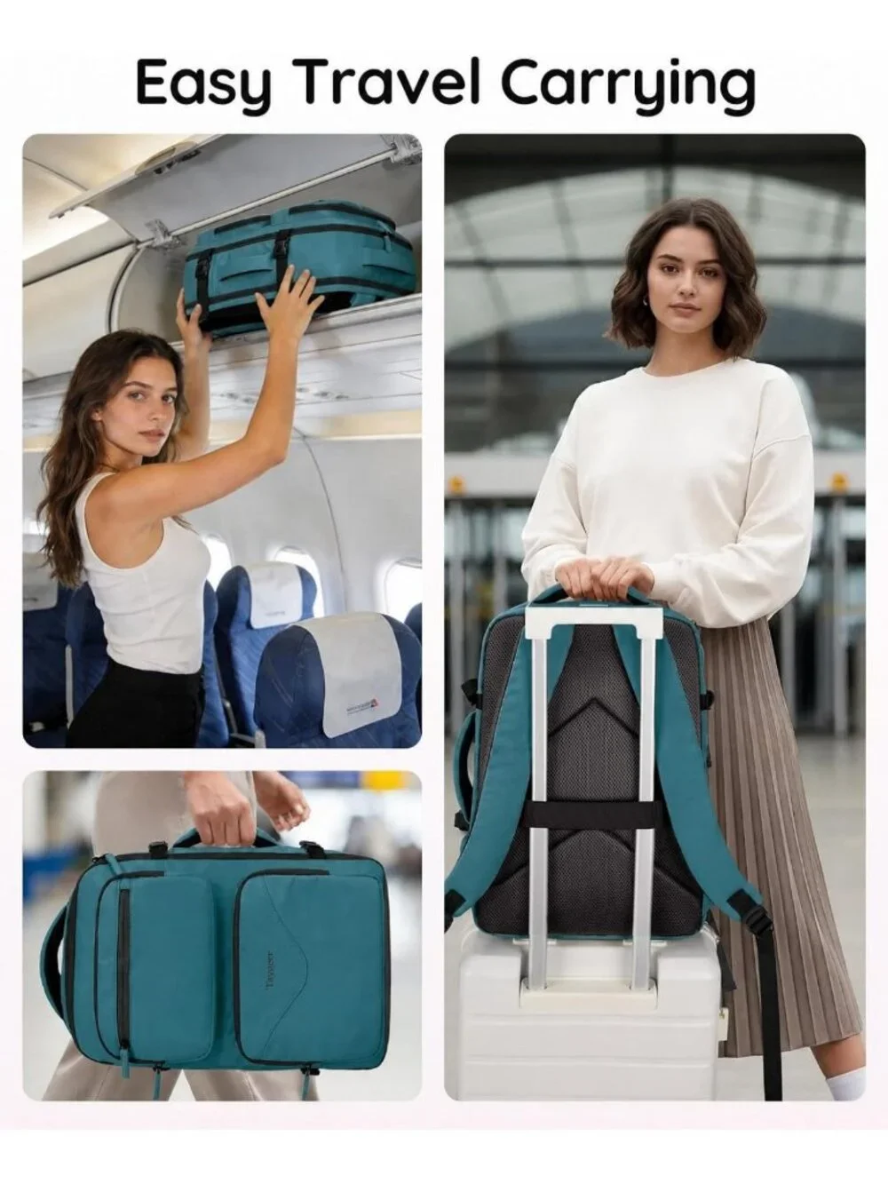 Airline Approved Carry-On Backpack | Women's Travel Weekender Bag, Lightweight