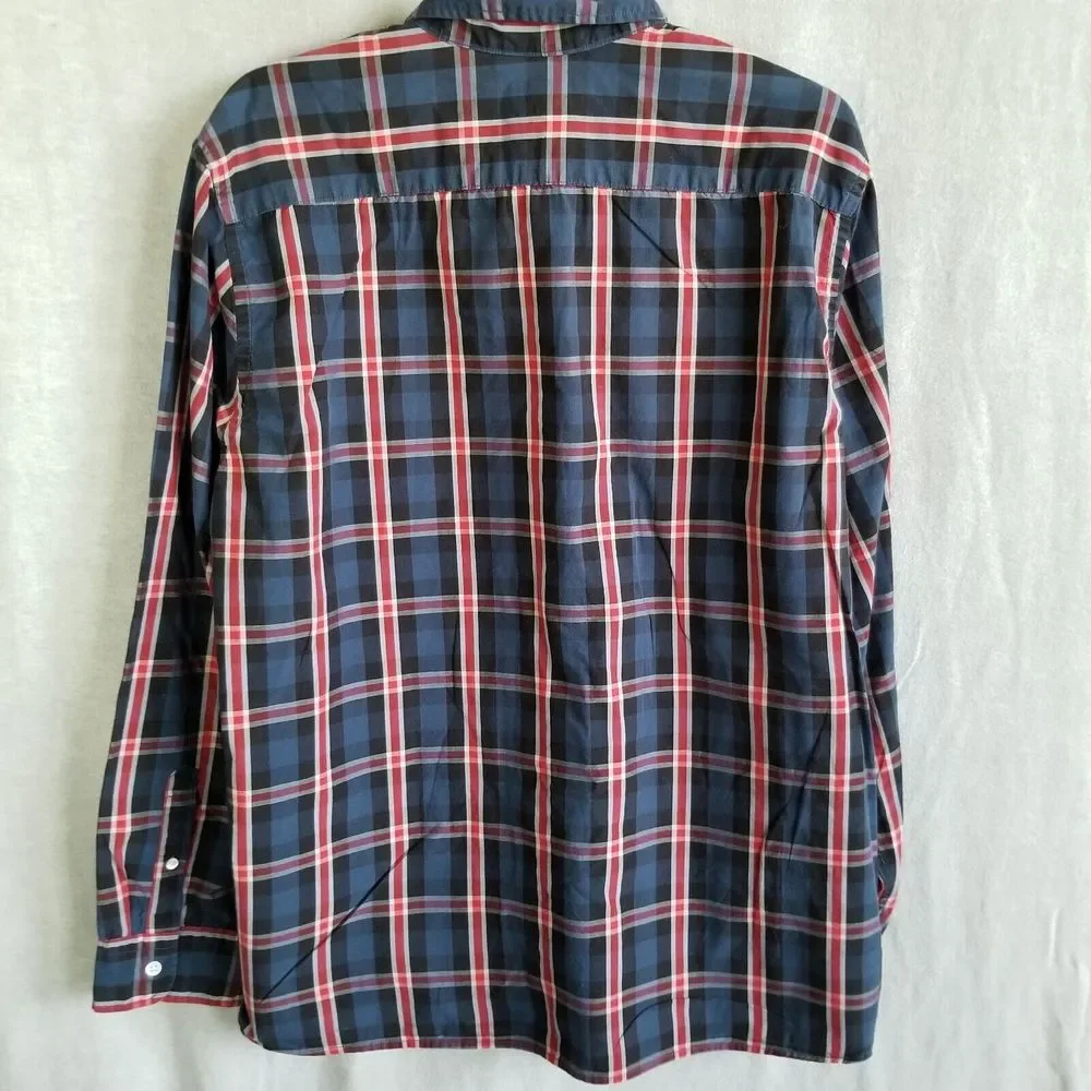 Levi's Men's Button Up Shirt 2XL Red Plaid Modern Fit Pocket Long Sleeve Check‎