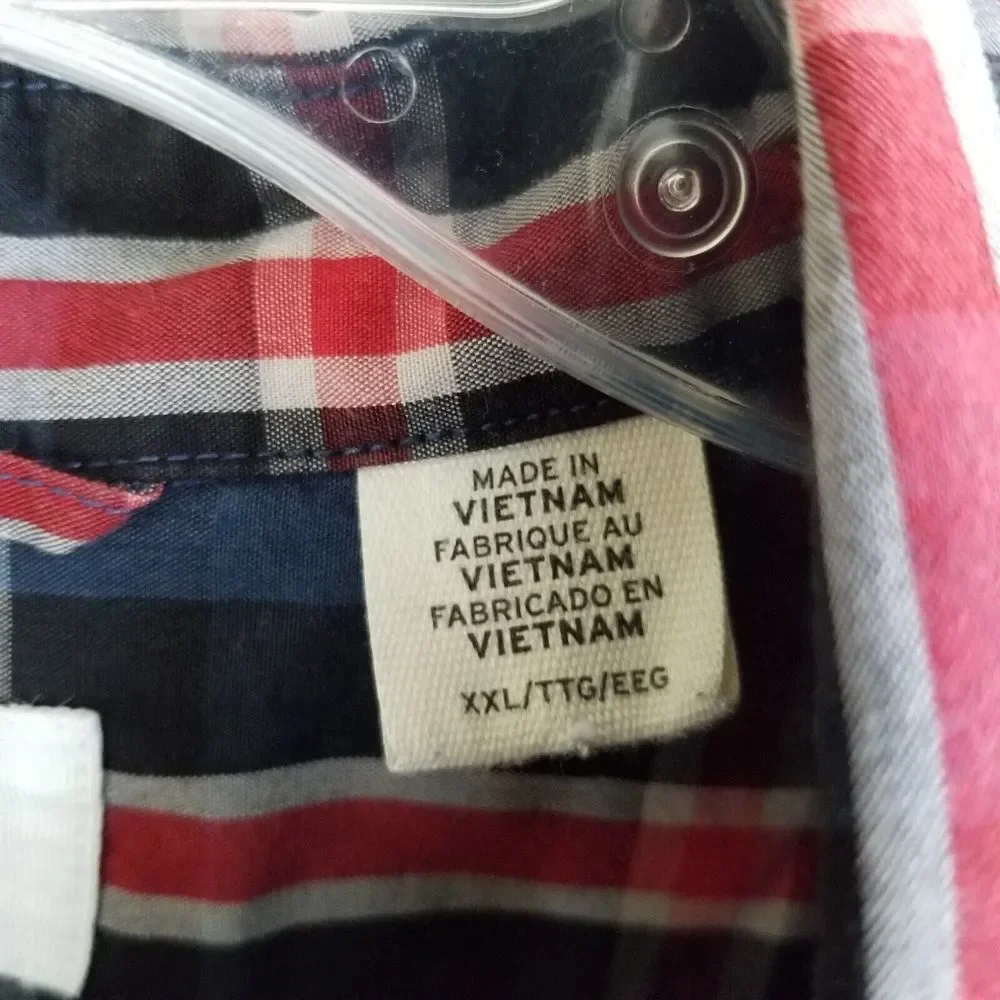 Levi's Men's Button Up Shirt 2XL Red Plaid Modern Fit Pocket Long Sleeve Check‎