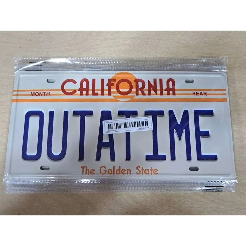 Outatime License California‎ Novelty Plate Back to the Future, Metal, New
