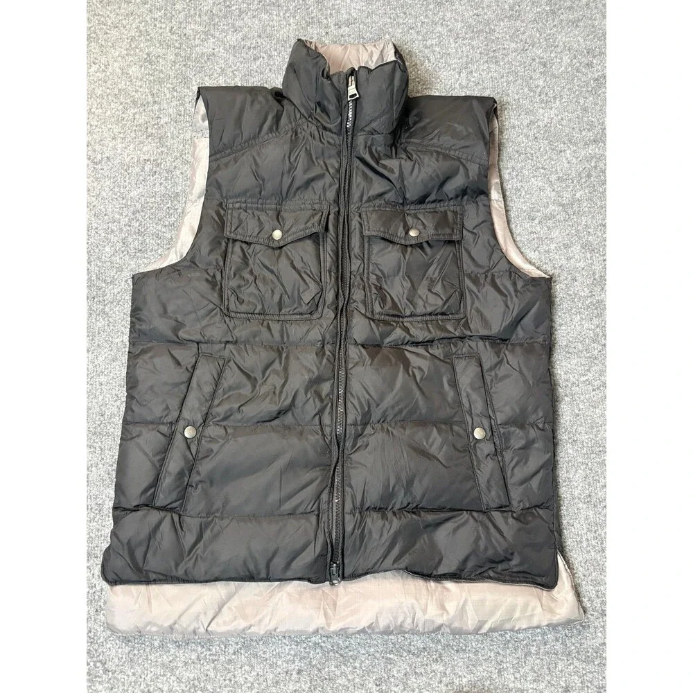 Banana Republic Vest Mens S Black Down Puffer Full Zip Snap Pockets Casual