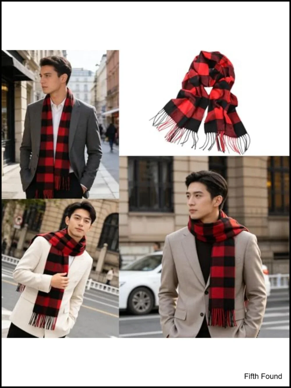 Unisex Tartan Plaid Soft Acrylic Blend Winter Scarf Long Fringe Wrap