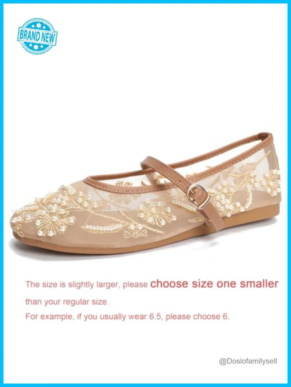 LUXMAX Women's Mesh Embroidered Mary Jane Flats Ballerina Shoes Synthetic