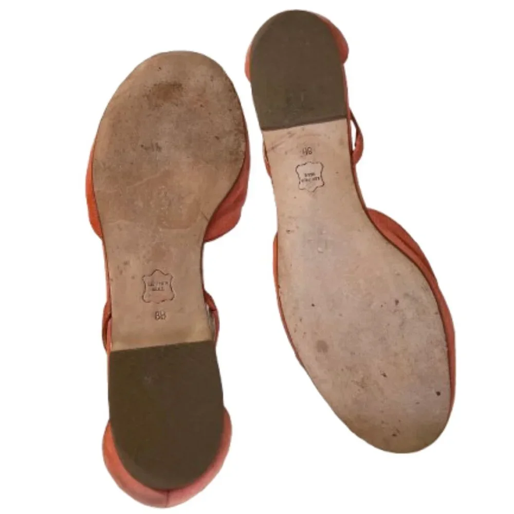 Talbots Burnt Orange Suede D'Orsay Ballet Flats Strappy Cutout Slip On, size 8