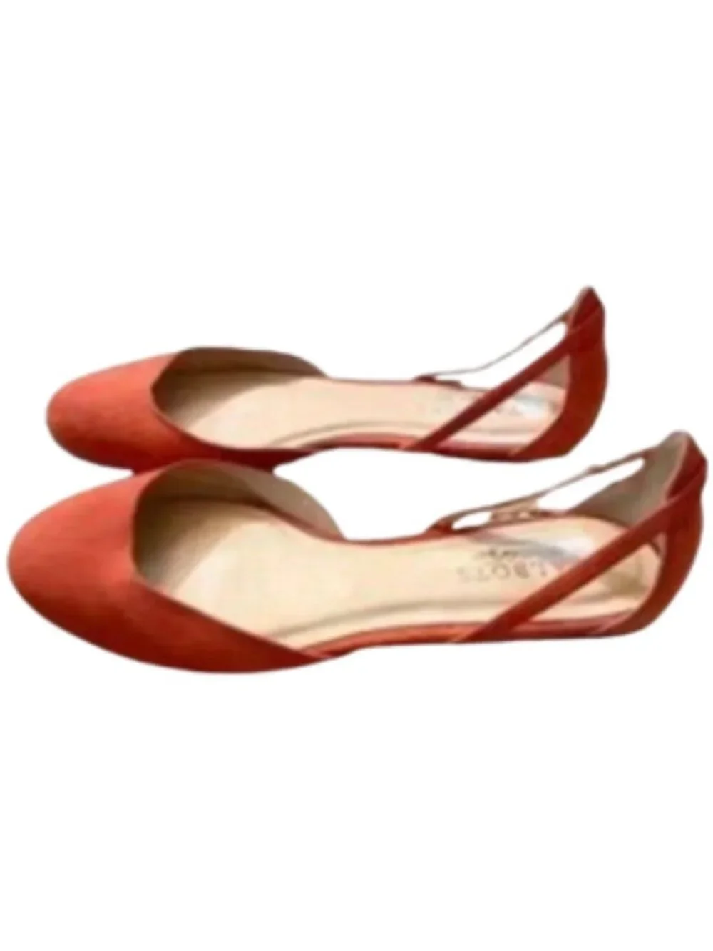 Talbots Burnt Orange Suede D'Orsay Ballet Flats Strappy Cutout Slip On, size 8
