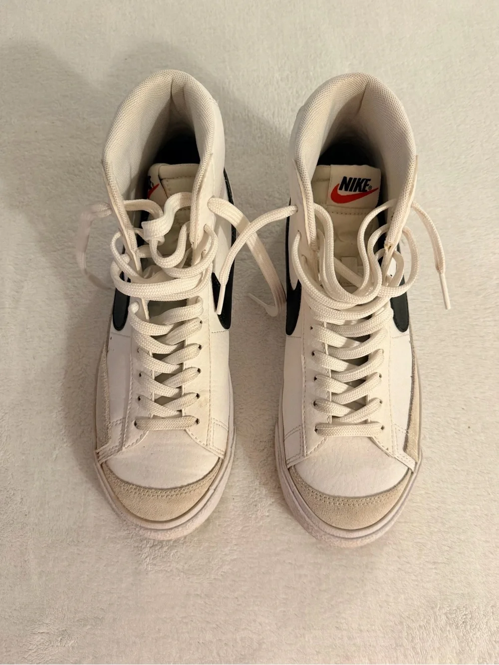 Nike Blazer Mid’77 High-Top Sneakers in White, Black and Cream